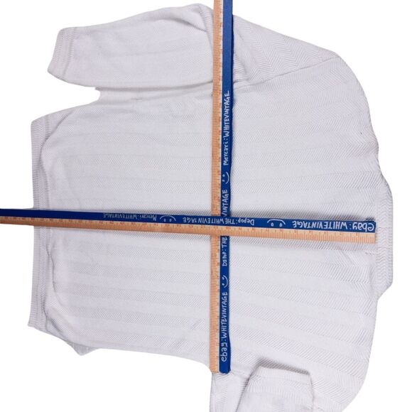 Vintage Ralph Lauren Herringbone Cotton Sweater Large White Classic Prep Chaps - Picture 6 of 6